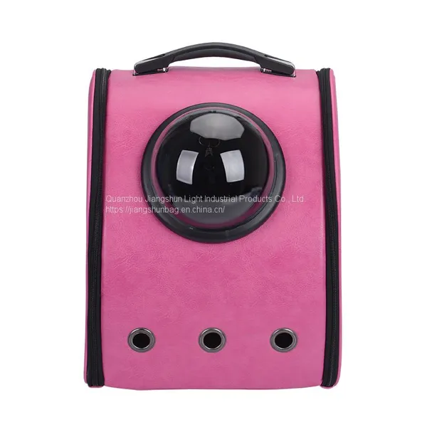 Cat Outdoor Double Back Folding Breathable Capsule Dog Bag Solid Color PU Pet Carrier Backpack photo-4