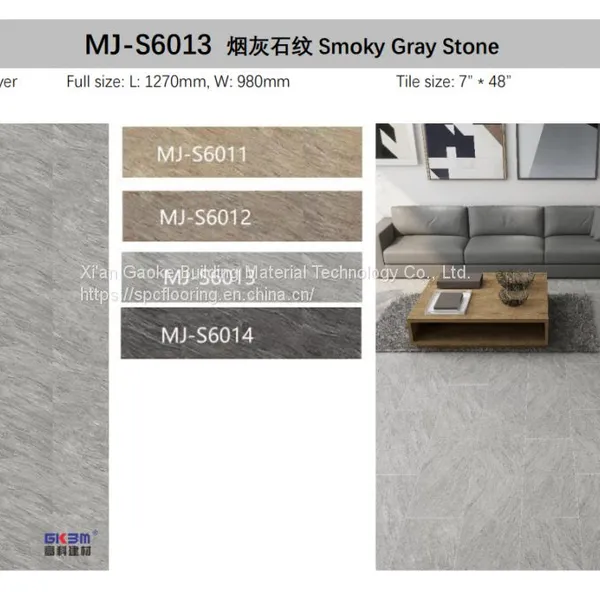 GKBM Greenpy MJ-S6013 Home Deco Fireproof Click Smoky Gray Stone Composite SPC Flooring photo-3