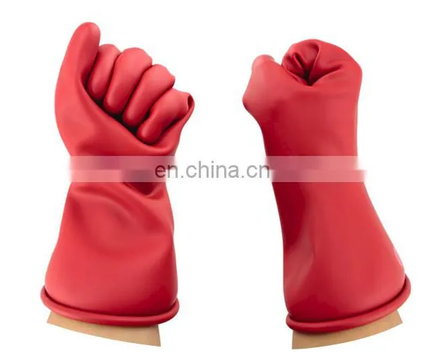 1 KV Long Low Voltage Class 0 Electric Worker Safety Hand Protection Latex Rubber Insulating Gloves photo-5
