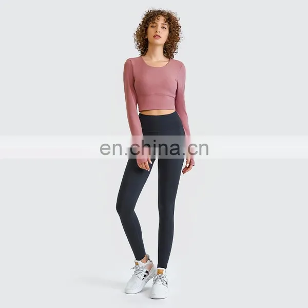 Customized Backless Built In Bra Yoga Crop Top Padded Gym Sportswear Training Workout Fitness Outwear For Women photo-4