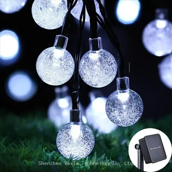 Warm White Solar Crystal Globe String Lights - Waterproof for Outdoor Landscape Garden Christmas Party Decor photo-4