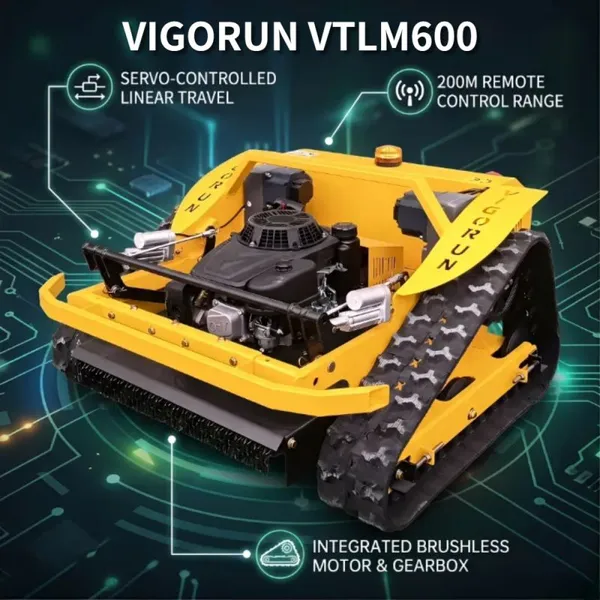 Brushless Tracked Lawn Mower Low Maintenance Servo Motor 600mm Cutting Width Grass Cutter for Villa & Farm