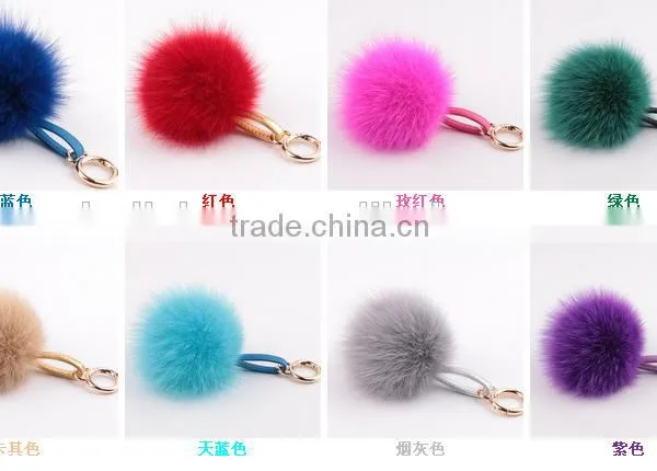 Multi Colors Women Girls Keychain Bag Phone Carkey Ornaments Fox Fur Pom Pom Keyring Quality Choice photo-6