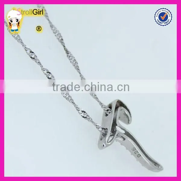 Personalized Letter Necklaces With Water Wave Chain, Cheap T Pendant Zircon Necklace photo-3