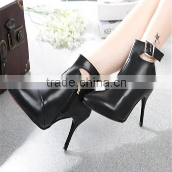 Black Women Pointy Toe High Heel Knee High Boots Pencil High Heel 9cm Shoes photo-3