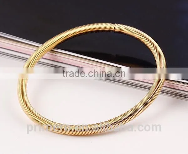 New Fashion Jewelry Spring Tube Type Bangle Gold Plated Adjustable Bracelet photo-5