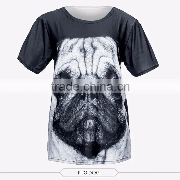 2015 New Latest Factory Small Quantity Wholesale Free Size Custom Printed Blank T-shirt Pug for Ladies Fashion Wear photo-5