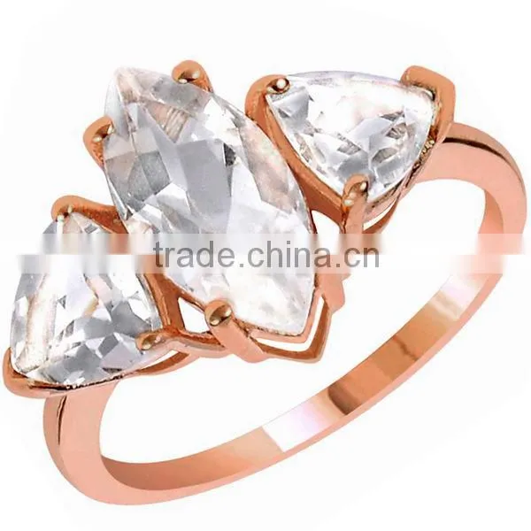 China Jewelry Sterling Silver White Cubic Zirconia 3 Stone Ring Design photo-2