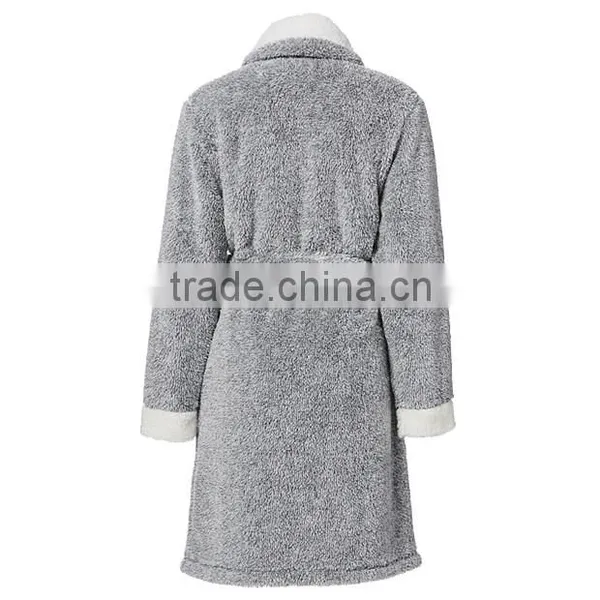 Wholesale 100% Polyester Heather Grey Winter Warm Mens Coral Fleece Sleep Robe photo-2