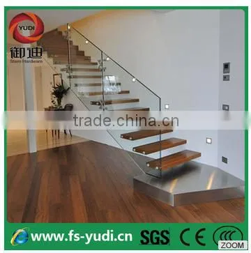 Customized Glass/wood Straight Floating Stairs With Light--YUDI photo-3