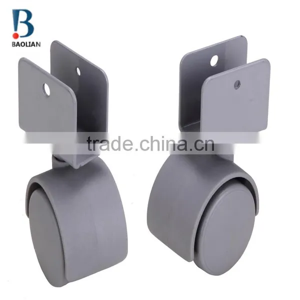 2015 Discount Durable 1.5 Inches Grey Nylon U Plate Swivel Twin Plastic Casters for Wardrobe photo-6