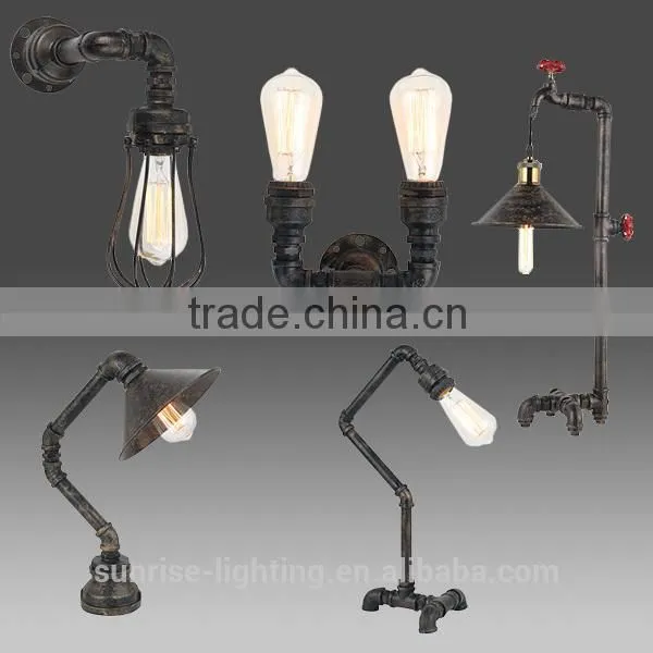 Water Pipe Table Lamp With Adison Bulb for Home and Decoration