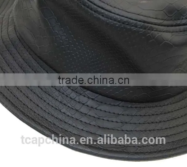 Custom Black Snake Leather Bucket Hat Wholesale photo-5