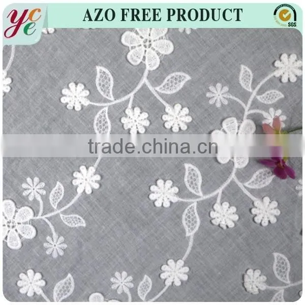 Snow White 100% Cotton Embroidery Fabric for Skirt
