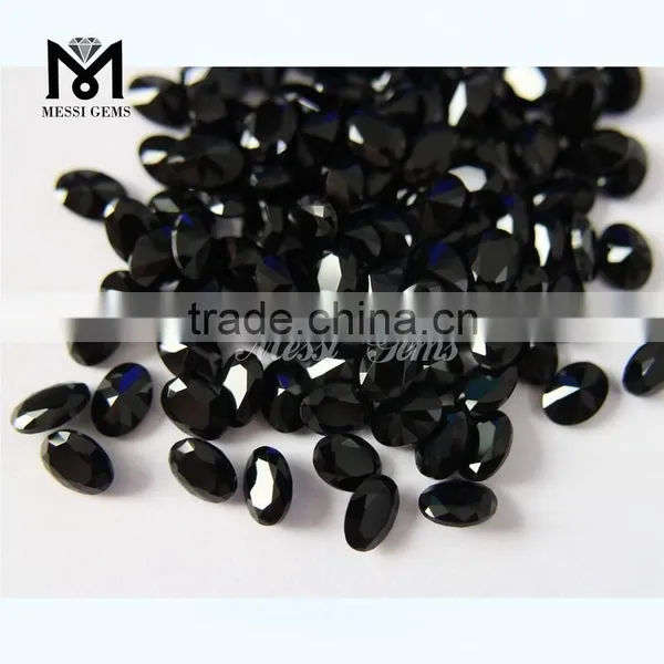 Chinese Wholesale Oval Cut 5*7 mm Agate Black Oval Stone photo-3