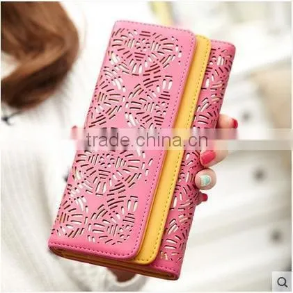 Fashion Hollow Out Design Paper Women Wallet With Custom Pattern , Chinese Paper Cut Design Lady Girl Wallet With Magnet Closure photo-3