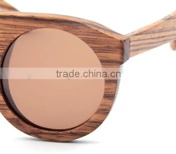 New Style Handmade Natural Bamboo Wood Round Frame Wooden Sunglasses for Women photo-6