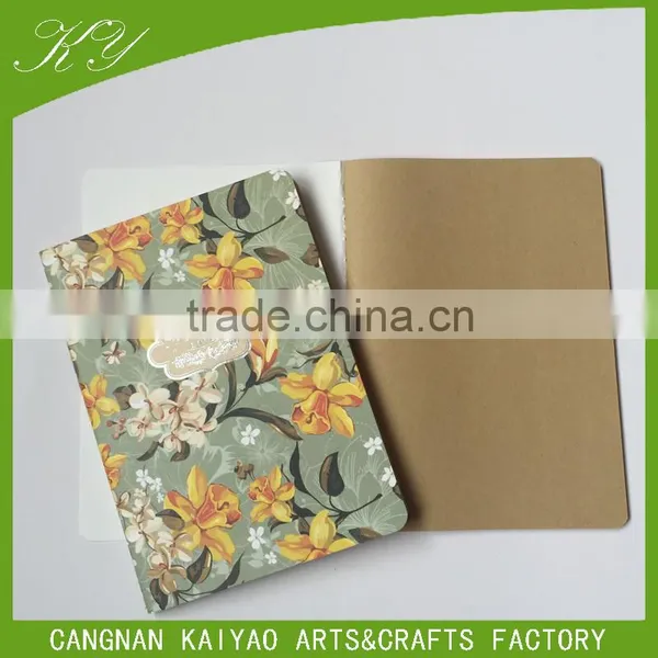 School Use Flower Printed Cover Blank Kraft Paper Diary Notebook photo-4