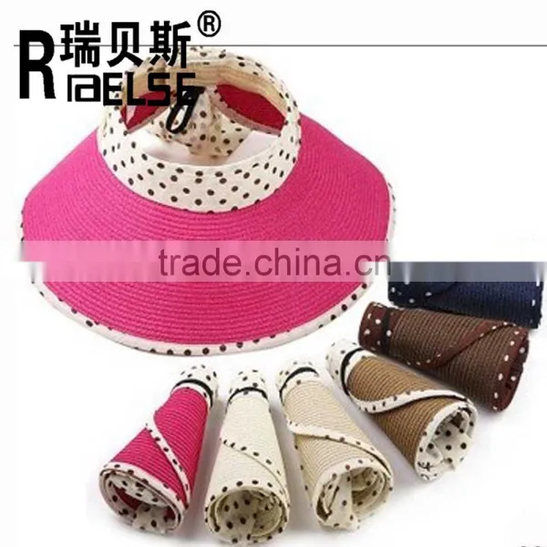 Women's Paper Sun Visor Hat Fashionable Paper Straw Hat Beach Hat