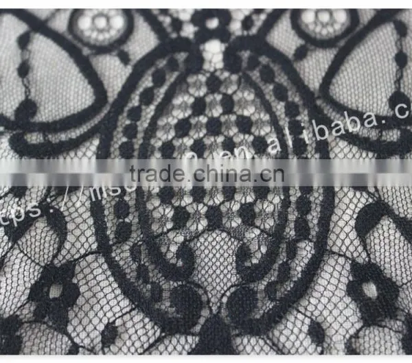 Good Price 44cm Width Polyester Floral Eyelash Black Lace Trim for Sale photo-3