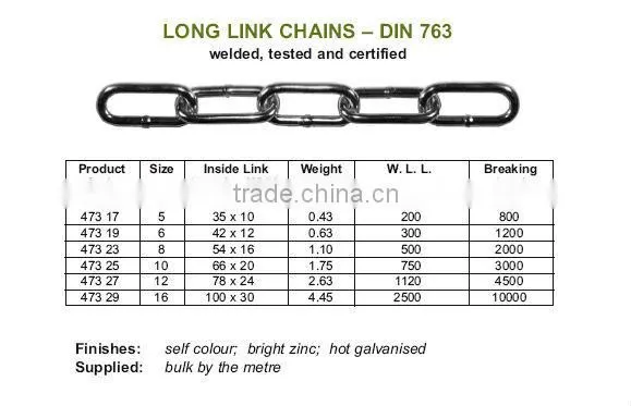 din763 long link chain