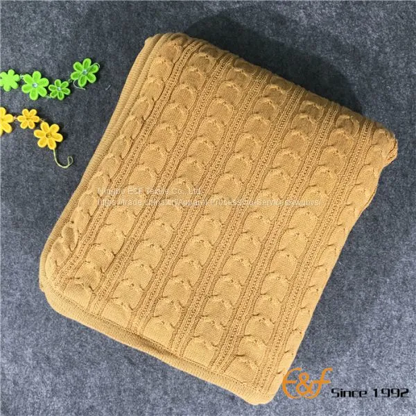 High Quality Cotton Sherpa Composite Knitted Winter Blanket photo-5