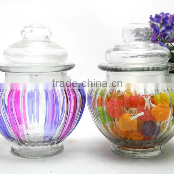 Drum Lantern Shape Glass Candy Tea Canisters With Gasket Ring photo-3
