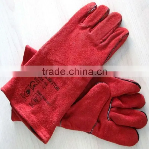 Red Cow Split Leather Work Gloves/Welding Gloves In Guangzhou photo-4