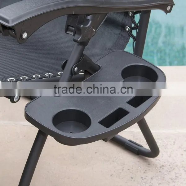 Utility Tray Lounge Black Pool Zero Gravity Chairs With Cup Holder photo-4