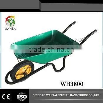 Heavy Duty Metal Tray Green Color Wheelbarrow For Sale