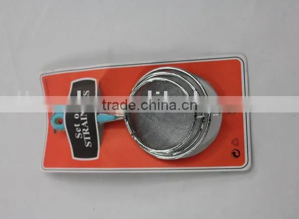 3pc Colorful Plastic Handle Bright Small Oil Strainer Set