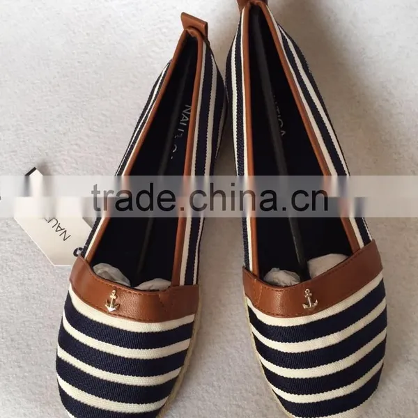 Rope Sole Ladies Shoes Closeout Brand Name Women Slip-on Flat Shoe Excess Stock photo-2
