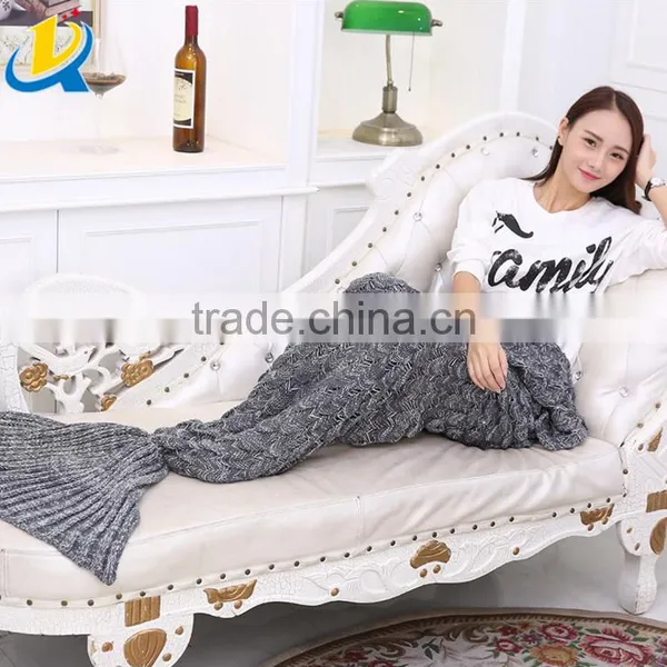 High Quality Knitted Mermaid Tail Blanket Crocheted Mermaid Fish Tail Blanket With Scales