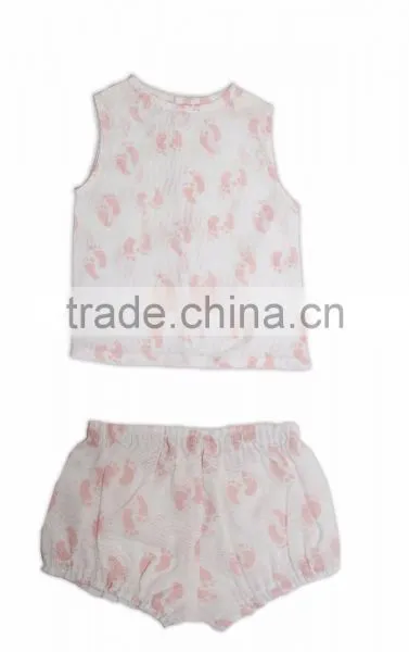 Organic Cotton Printed Jhabla Set With Foot Print photo-2