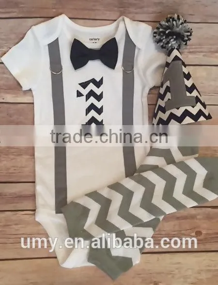 Baby Boy 1st Birthday Outfit Navy And Gray Chevron Navy Bow Tie Gray Suspenders Party Hat Leg Warmers photo-3