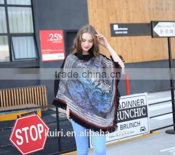 Women Plaid Tartan Scarf Fall Winter 2015 New Tassels Button Down Faux Cashmere Shawl Poncho Cape Wrap Warm Pashmina photo-5