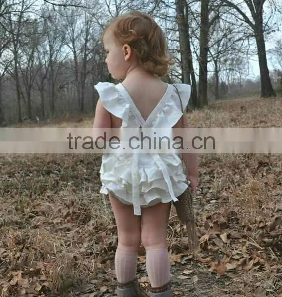 Baby Girl Romper Several Colors Ruffled Linen Fabric Baby Clothes Romper photo-4
