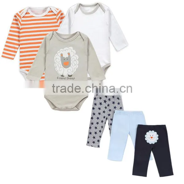 Newborn Baby Clothes Long Sleeves 100% Cotton Romper+Trousers Carters Baby Clothes photo-2