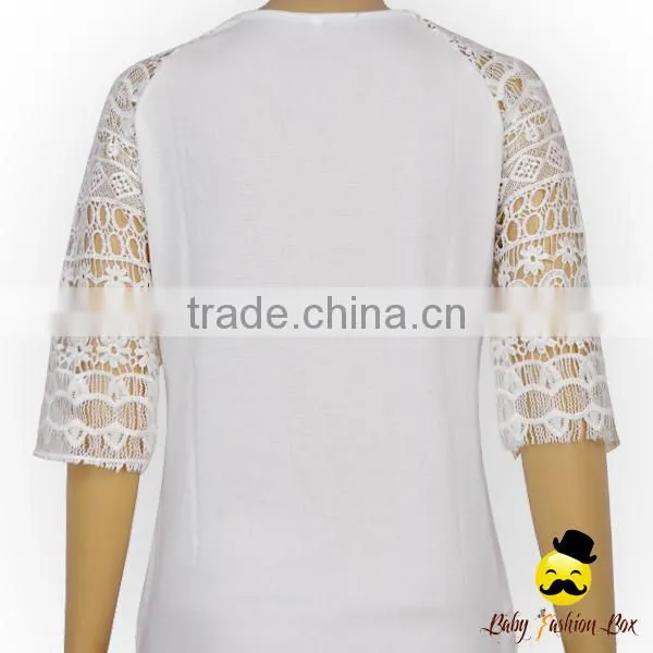 Bohemia Style Transparent Lace Floral Half Sleeve Plain Gray Cotton Harem Raglan Shirt Top Blouse photo-5