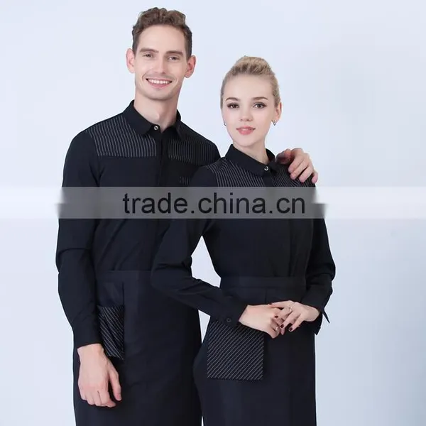 Custom High Quality Staff Uniform, Long Sleeve Black Hotel Uniform photo-2