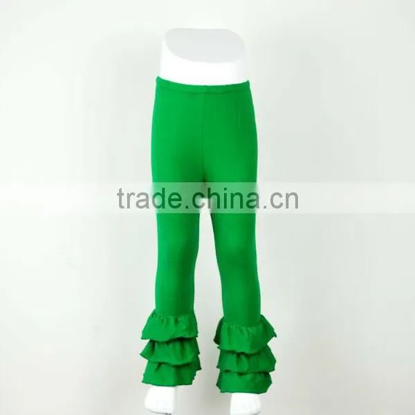 Children Christmas Clothes Green Baby Knit Ruffle Pants Comfy Charming Design Beautiful Kids Ruffle Cotton Pants for Girls
