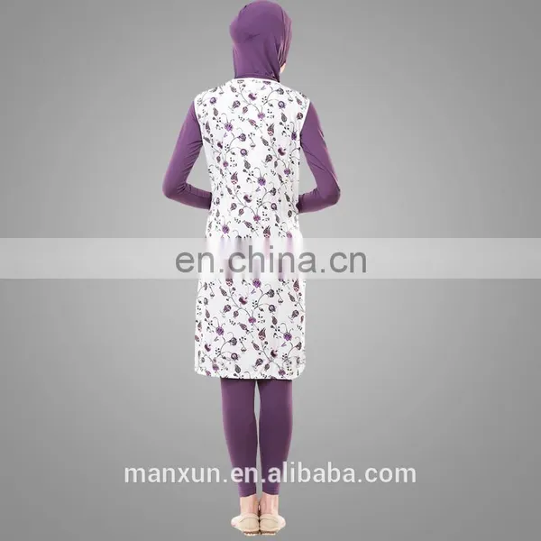 Three Pieces Muslim Swimming Suits With Vest Outwear Islamic Swimwear Design photo-4