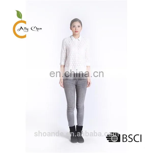 Wholesale Custom Latest Unique Cheap Casual White Short Transparent Lace Dress Fabric Shirt Girls Styles Designs
