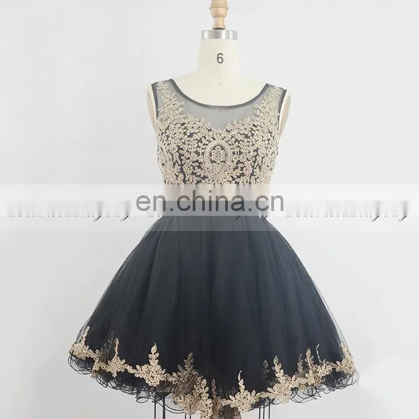 New Arrival Applique Beaded Gray Tulle Short Puffy Party Dresses SD365 photo-5