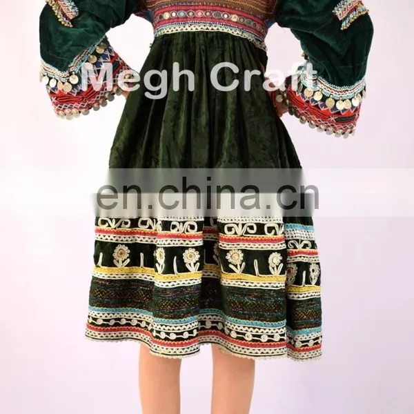 Afghan Kuchi Handmade Costume Dress- Tribal Ethnic Frock With Coins -afghanistan Wedding Dress -Banjara Dress With Tassels photo-4