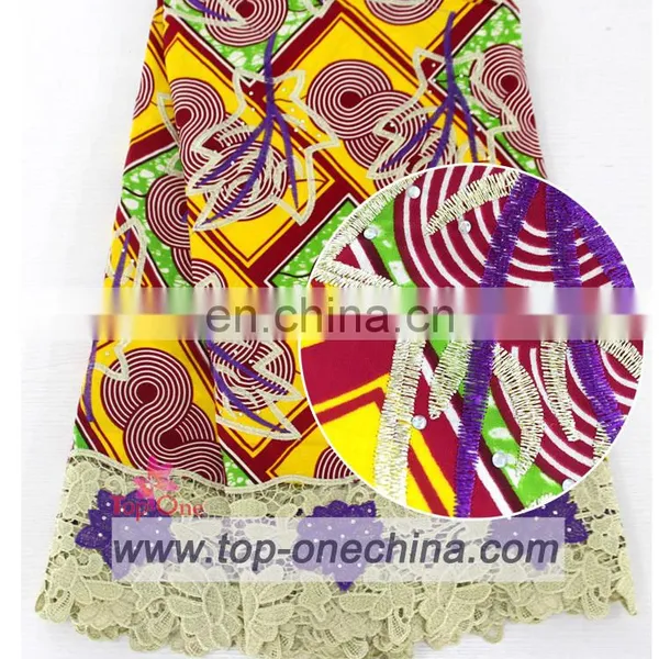Beading Embroidery Wax With Guipure Lace/ankara With Cord/ African Wax With Laces Fabric With Stones