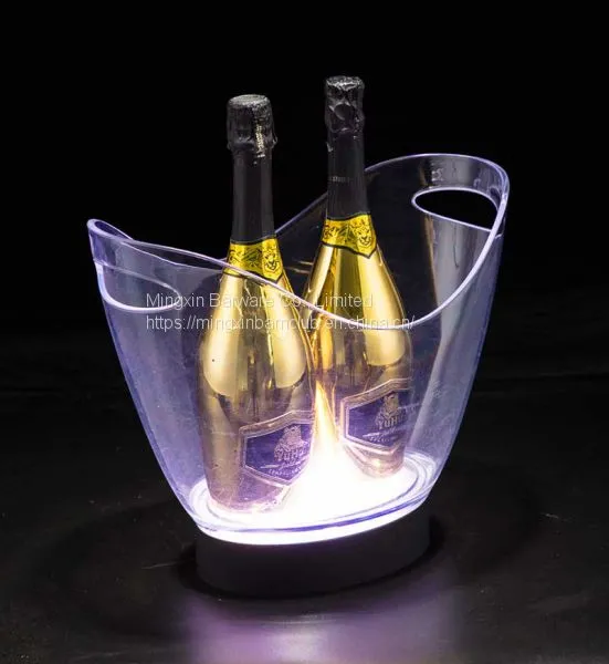 Stainless Steel Double Wall Ice Bucket for 6 Champagne Bottles8L Boat Shape LED Ice Bucket  LED Ice Bucket   beer ice bucket for sale  champagne ice bucket