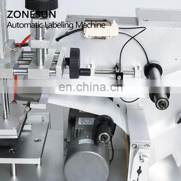 ZONESUN TB-60 Tabletop Semi Automatic Round Bottle Labeling Machine Adhesive Sticker Glass Jar Plastic Flat Labeling Machine photo-3