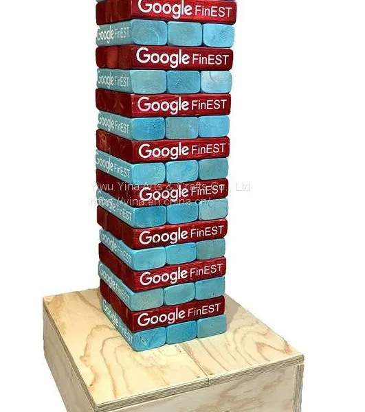 Custom Wooden Wedding Giant Tumble Blocks With Carrying Crate photo-2