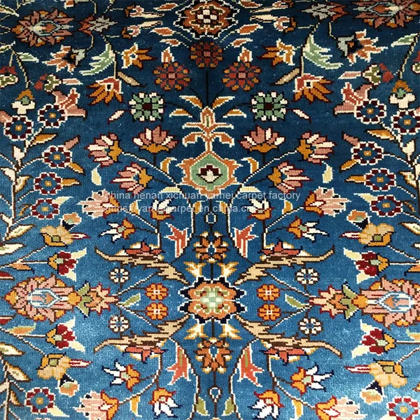 Yamei Lagend Blue Color Tabriz Design Persian Silk Carpet and Rug 3x5ft photo-2